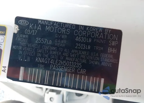2017 Kia Optima Hybrid from USA, damaged, VIN KNAGT4LE2H5013235